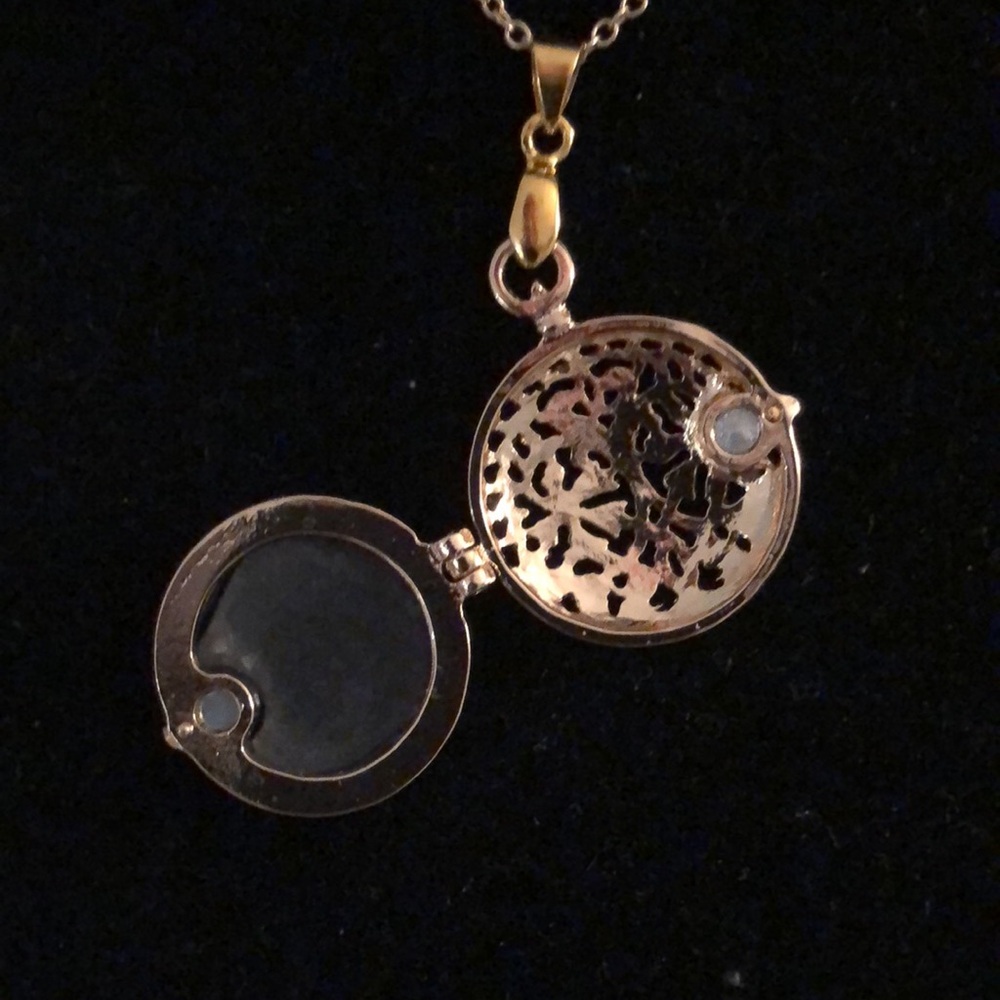 Vintage Gold and Black Cameo Locket Pendant - Picture 4 of 8